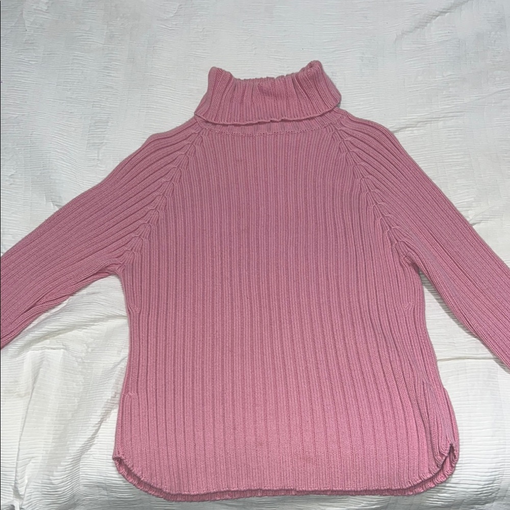 GAP Pink Turtle Neck Sweater with Ribbed Texture